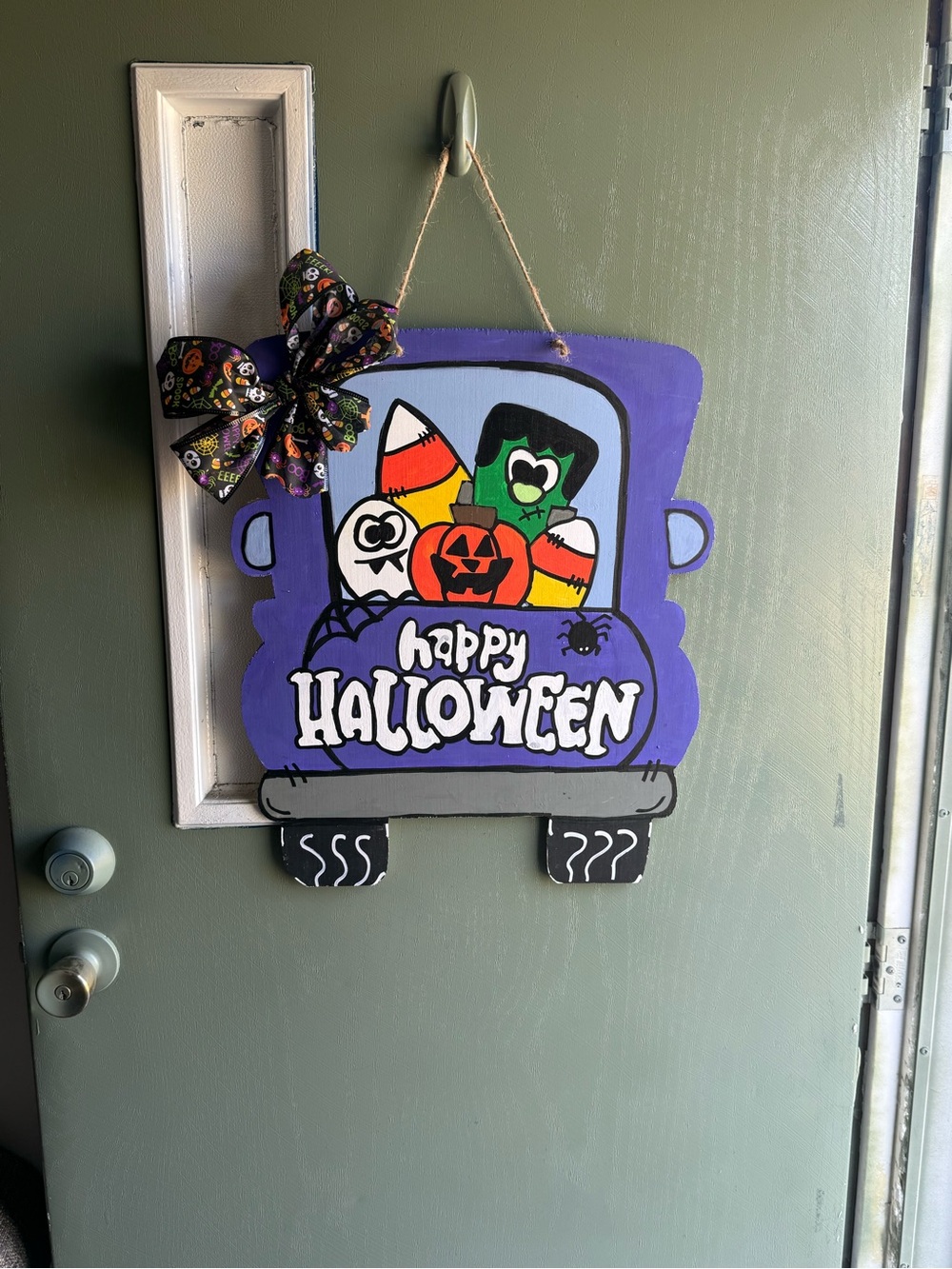 Happy Halloween Purple Door Hanger - Festive Holiday Decor